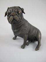 Bronzen beeld - Schattige hond - Gedetailleerd sculptuur - 8 cm hoog