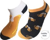 Verjaardag cadeau - Bier Sokken - Sneaker sokken - Mismatch - Sneaker - Leuke sokken - Vrolijke sokken - Luckyday Socks - Sokken met tekst - Aparte Sokken - Socks waar je Happy van wordt