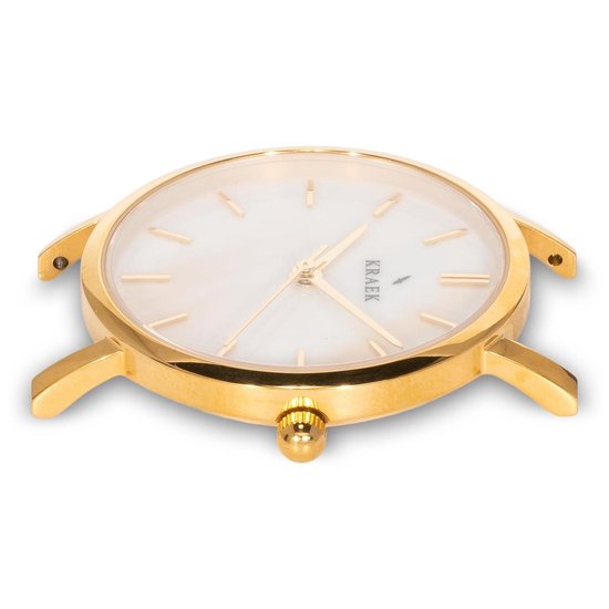 KRAEK Tess Goud Wit 32 mm | Dames Horloge | Mesh horlogebandje | Minimaal Design | Solis collectie