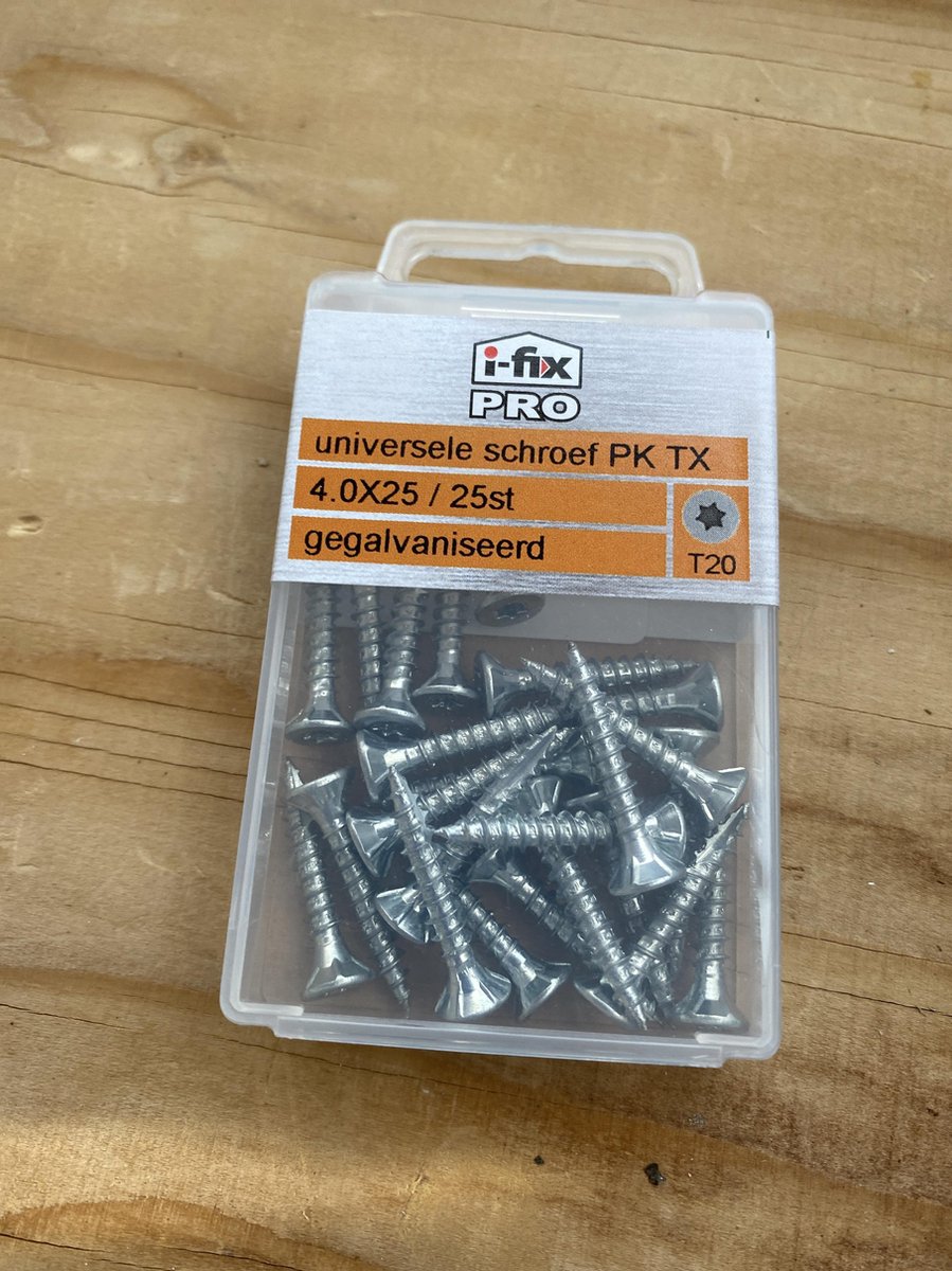 Universele schroef Platkop Torx 4.0x25 per 25 gegalvaniseerd
