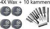 Red One - Black  Aqua Hair Wax -  Full Force - zwart - 4x 150 ml - GRATIS 10-delige set kammen