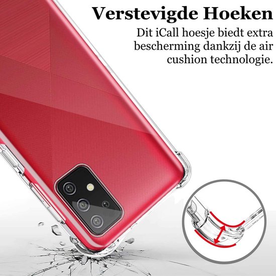 Étui Samsung Galaxy A72 - Étui anti-chocs - Transparent - Avec 2x protection d'écran complète