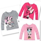 Disney Minnie Mouse longsleeve - set van 3 - fuchsia/roze/grijs - maat 122/128