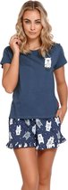 Doctor Nap Pyjama Dames Volwassenen | Korte Mouw Korte Broek | Pyama Dames Volwassenen | Shortama Dames |  Bear Yourself Deep Blue PM.4219 L