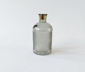 Light & Living - set van 2 fles kandelaars ELISA - incl. kaarsenset - glas - goud - smokey grey - 20x10 cm