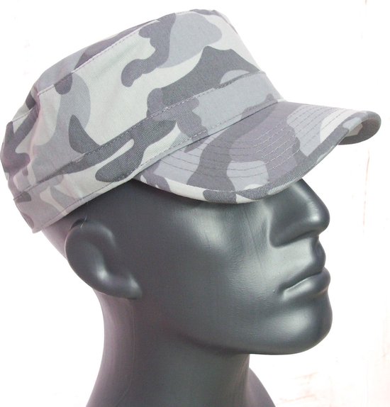 Katoenen cadet cap army pet zomerpet camouflage print grijs lichtbeige maat one size