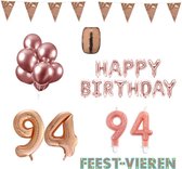 94 jaar Verjaardag Versiering Pakket Rosé Goud