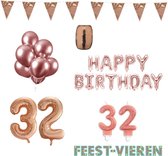 32 jaar Verjaardag Versiering Pakket Rosé Goud