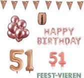 51 jaar Verjaardag Versiering Pakket Rosé Goud