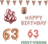 63 jaar Verjaardag Versiering Pakket Rosé Goud