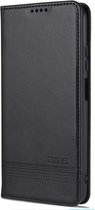AZNS Xiaomi Redmi Note 9T Hoesje Book Case Kunst Leer Zwart
