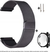 Zwart Milanees Metalen bandje en zwarte case geschikt voor de Samsung Galaxy Watch Active 1 – Maat: zie maatfoto – 20 mm black milanese smartwatch strap