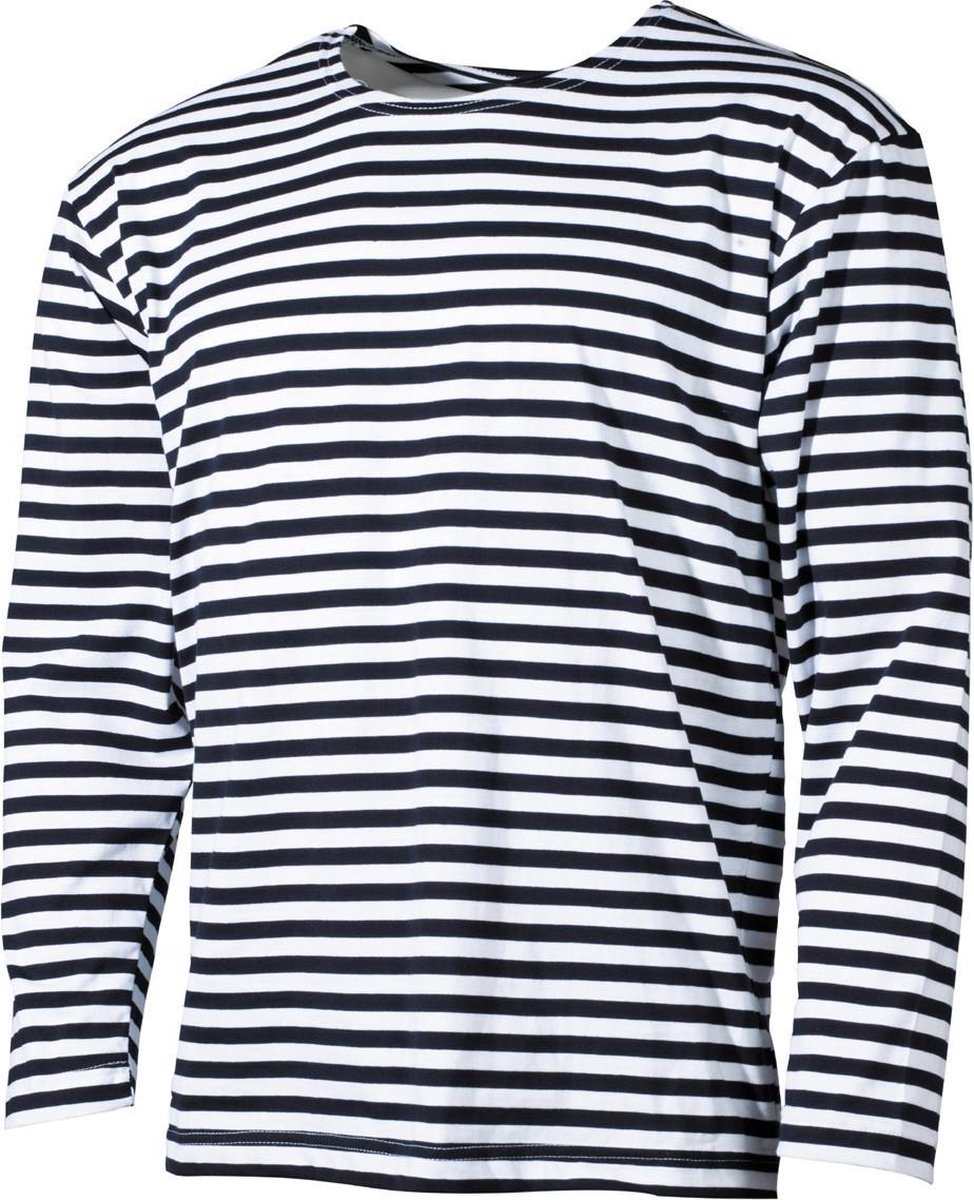 MFH - Russisch marine shirt  -  Wit met blauw  -  Lange mouwen  -  Zomermodel - MAAT 6XL - OVER-SIZED
