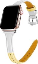 Geschikt voor Apple Watch bandje 42 / 44 / 45 / 49 mm - Series 1 2 3 4 5 6 7 8 SE Ultra - Smartwatch iWatch horloge band - 42mm 44mm 45mm 49mm - Fungus - PU Leer - Wit - Vrouwelijk