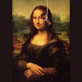 Luxe gevouwen kunstkaart met witte envelop - De werkelijke reden achter Mona Lisa's beroemde glimlach: ze is op dieet maar wordt verleidt door een Mars - grappige gevouwen kaart 13x13cm