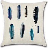 Kussenhoes Feathers - Donkerblauw - Kussenhoes - 45x45 cm - Sierkussen - Polyester