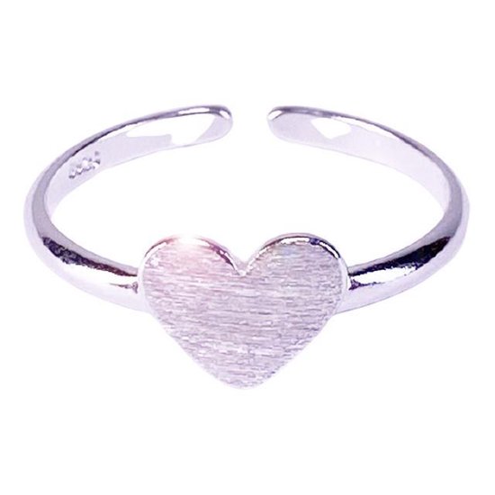 Zilveren Ring (925 Sterling) - Hartje - Verstelbaar - Dames - Lieve Jewels