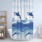 Zethome - Douchegordijn 120x200 cm - met Ringen - Badkamer Gordijn - Shower Curtain - Waterdicht - Sneldrogend - Anti Schimmel - Wasbaar - Duurzaam - Dolfijn - 9515