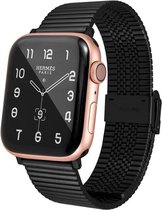 Geschikt voor Apple Watch bandje 38 / 40 / 41 mm - Series 1 2 3 4 5 6 7 8 SE - Smartwatch iWatch horloge band - 38mm 40mm 41mm - Fungus - RVS metaal - Zwart - Fijne streep