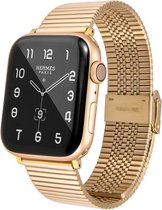 Geschikt voor Apple Watch bandje 42 / 44 / 45 mm - Series 1 2 3 4 5 6 7 SE - Smartwatch iWatch horloge band - 42mm 44mm 45mm - Fungus - RVS metaal - Goud - Fijne streep