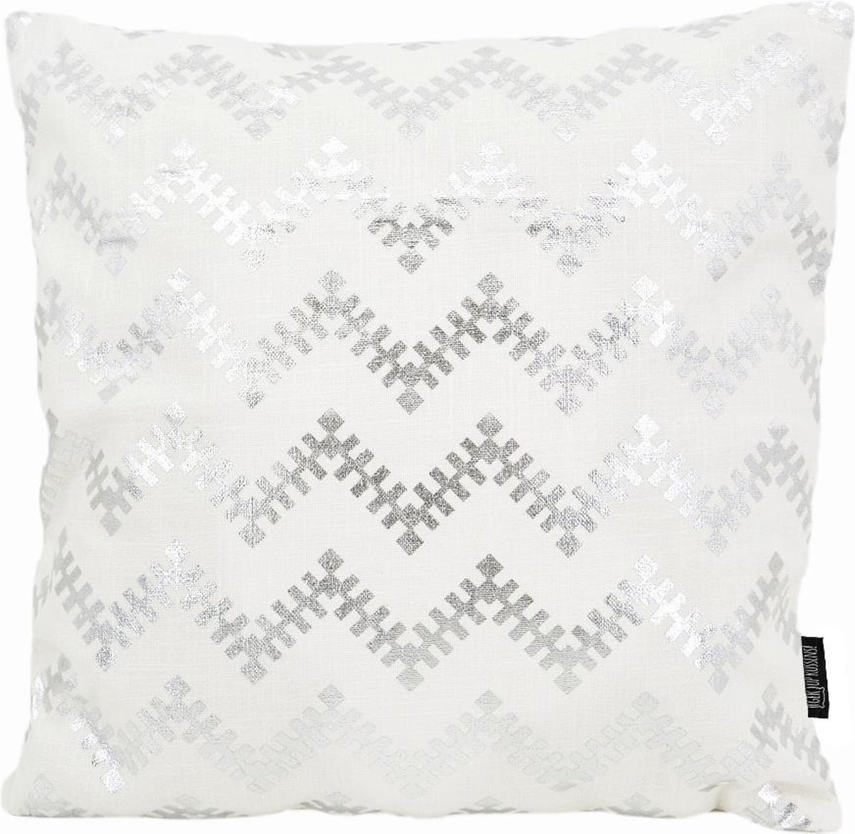 Gek op Kussens! Lulu Zilver / Wit Kussenhoes | Stevig Katoen / Metallic | 45 x 45 cm