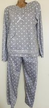 Dames pyjamaset met stippenprint XXL wit/grijs