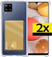 Samsung A42 Hoesje Met Pasjeshouder - Samsung Galaxy A42 Pasjeshouder Card Case Transparant - Samsung A42 Shock Case Pashouder Transparant - 2 Stuks