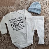 pyjama Baby pakje cadeau lieve papa en mama geboorte meisje jongen set met tekst aanstaande zwanger kledingset pasgeboren unisex  romper lange mouw wit en broekje| Huispakje | Kraa