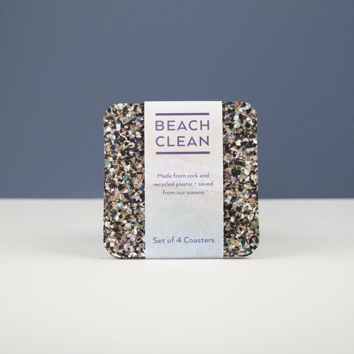 LIGA - Beach Clean Onderzetter Vierkant Set van 4 Stuks - Kurk - Multicolor