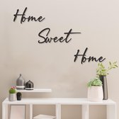 Wanddecoratie - Muurtekst - Home Sweet Home - Hout - Wall Art - Muurdecoratie - Woonkamer - Zwart