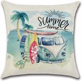 Kussenhoes Zomer - Summer Time - Kussenhoes - 45x45 cm - Sierkussen - Polyester