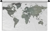 Wandkleed WereldkaartenKerst illustraties - Wereldkaart met grijze waterverf en de namen van landen op een witte achtergrond Wandkleed katoen 90x60 cm - Wandtapijt met foto