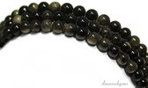 Natuursteen kralen - Golden Obsidiaan kralen rond ca. 12mm - 100% natuurlijk Streng ca. 39cm