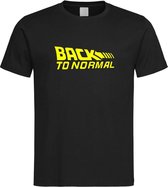 Zwart T shirt met Geel logo " Back To Normal " print size L