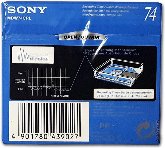 Sony 74 Min Recordable MD Minidisc Color Collection Shock ( Blue ) - Sony