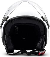 SOXON SP-326 Mono Wit jethelm XS 53-54cm hoofdomtrek, met vizier, motorhelm, scooterhelm, open jet helm voor dames, heren voor motor en scooter