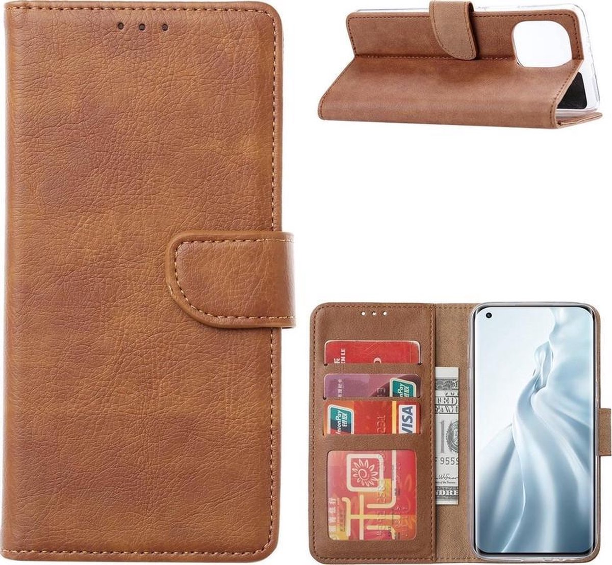 Bookcase Geschikt voor: Xiaomi Redmi K30S - Lichtbruin - portemonee hoesje