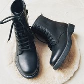 Shoekueen Dames Mat Veter Enkellaarzen Zwart 36