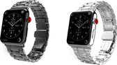 Geschikt voor Apple Watch bandje 38 / 40 / 41 mm - Series 1 2 3 4 5 6 7 SE - 2 pack - Smartwatch iWatch horloge band - 38mm 40mm 41mm - Fungus - RVS metaal - Zilver zwart - Chique