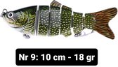 Realistische kunstaas "Multiplaza" met 6 swimbait - segmenten 10 cm - 18 gram - Lokaas - Hengelsport - vissen - snoek - 3d ogen - levendig - roofvissen - karper