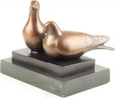 Een paar Duiven - Bronzen beeld - sculptuur - 10,2 cm hoog