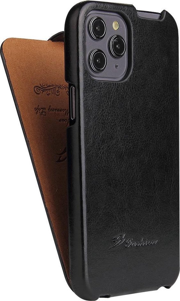 Hardcase iPhone 12 Pro Max - Camera bescherming - Leer/hybride - Zwart