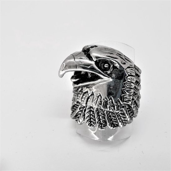 Stoer edelstaal 3D Amerikaanse Eagle ring, design Eagle met open bek. in maat 21. Ook zeer geschikt als duimring.