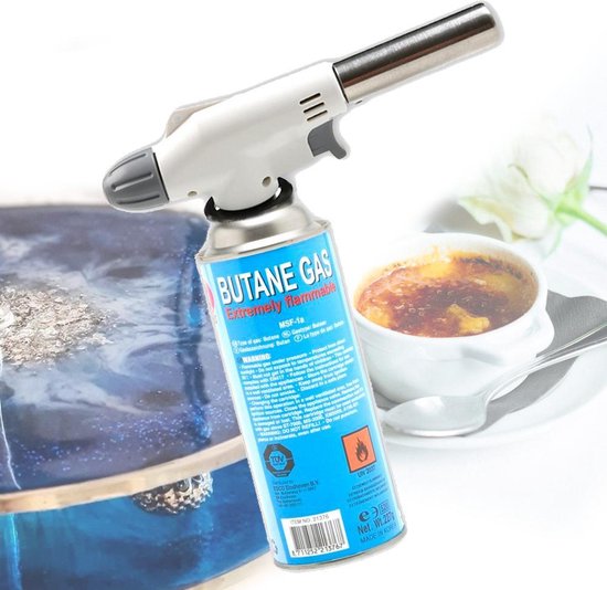 Stoffig Gebruikelijk Voorkomen Butaan Gasbrander met gasfles | Crème-Brûlée brander | epoxy brander |  inclusief gasfles | bol.com