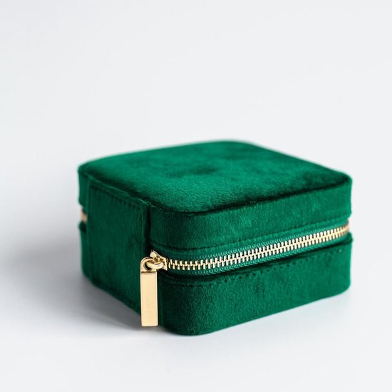 Lily&Co® Luxe Sieradendoosje Voor Op Reis - Compacte Sieraden Box - Cadeau Voor Haar - 10x10x5cm - Groen - Lily & Co®