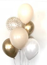 Huwelijk / Bruiloft - Geboorte - Verjaardag ballonnen | Beige - Goud - Off-White / Wit - Transparant - Polkadot Dots | Baby Shower - Kraamfeest - Fotoshoot - Wedding - Birthday - P