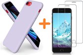 Hoesje Geschikt voor iPhone SE 2022 / 7 / 8 hoesje siliconen / nano backcover Lila met 2 Pack Screenprotector