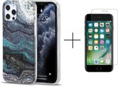 Luxe marmer hoesje voor Apple iPhone 8 / 7 / SE 2020 | Marmerprint | Back Cover + 1x screenprotector