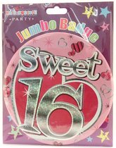 Party Badge sweet 16 roze zilver