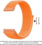 Oranje Nylon sporthorlogebandje voor 20mm Smartwatches (zie compatibele modellen) van Samsung, Pebble, Garmin, Huawei, Moto, Ticwatch, Seiko, Citizen en Q – Maat: zie maatfoto – 20